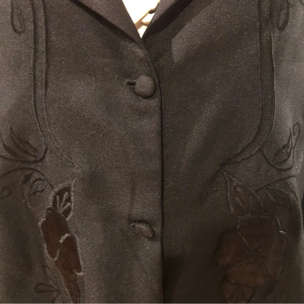 Vintage Floral Embroidered Gothic Full Length Oversized Duster / Trench Coat - Picture 10 of 16